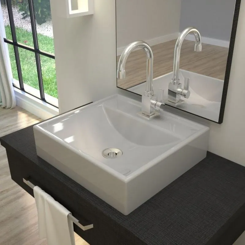Kit Cuba Q39 Com Torneira Luxo 1195 Metal 1 Pol. E Sifão Pvc E Flexivel Cinza