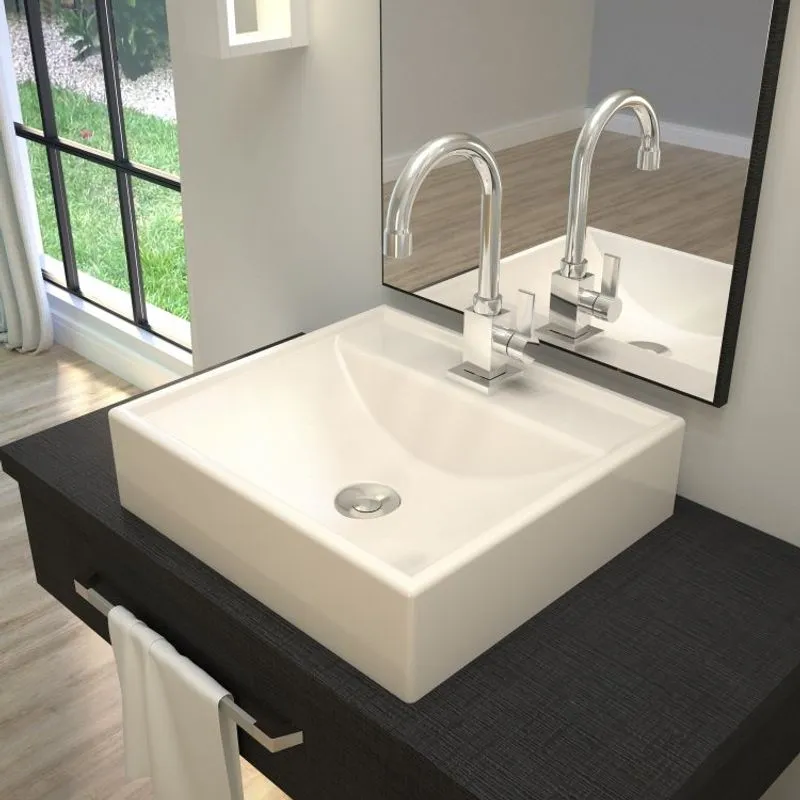 Kit Cuba Q39 com Torneira Luxo 1195 Metal e Válvula Click 1 Pol. e Sifão PVC e Flexivel Bege