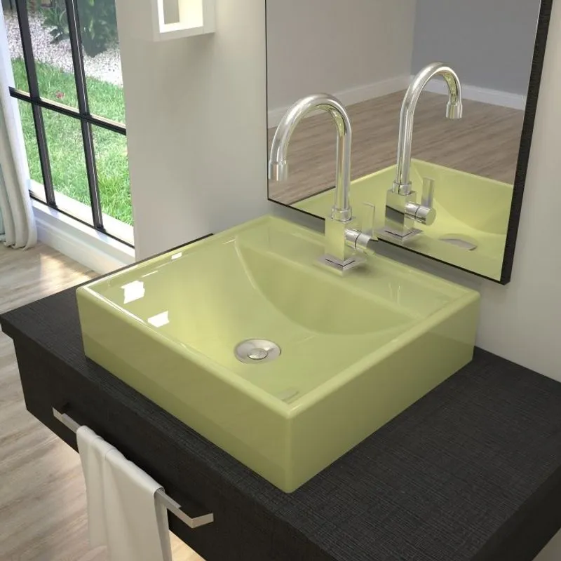 Kit Cuba Q39 com Torneira Luxo 1195 Metal e Válvula Click 1 Pol. e Sifão PVC e Flexivel Verde Acqua