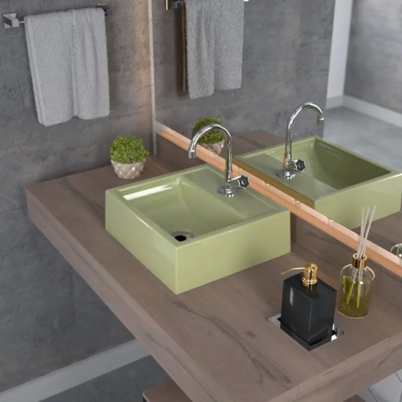 Kit Cuba Q32 com Torneira C50 e Válvula ABS , Sifão PVC e Flexível Compace Verde Acqua