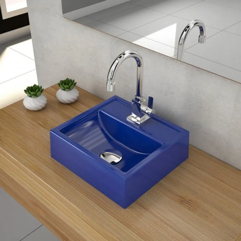 Kit Cuba Q32 com Válvula Click, Sifão PVC e Flexível Compace Azul Escuro