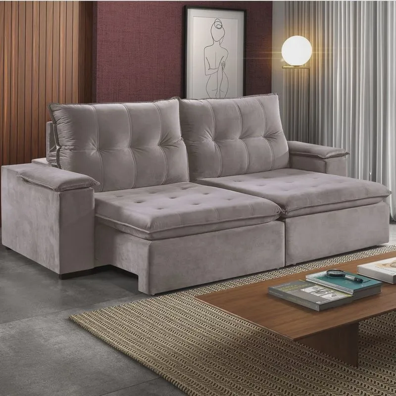 Sofá 2 Lugares Retrátil e Reclinável 230cm Pinheiros Estofart