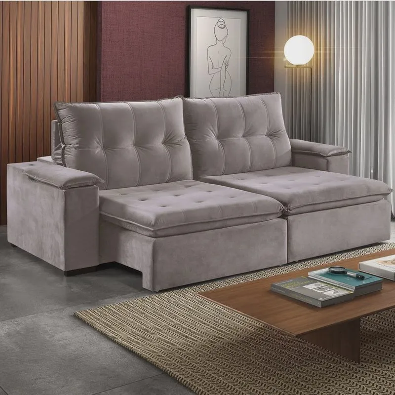 Sofá 2 Lugares Retrátil e Reclinável com USB 190cm Pinheiros Estofart
