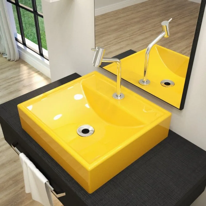 Kit Cuba Q39 com Torneira Pratika 1060 Metal e Válvula 1 Pol. Compace Amarelo