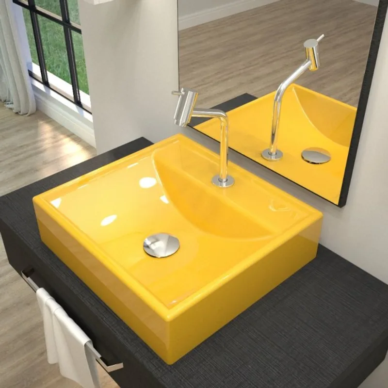 Kit Cuba Q39 com Torneira Pratika 1060 Metal e Válvula Click 1 Pol. 1/2 Sifão Cromado e Flexível Compace Amarelo