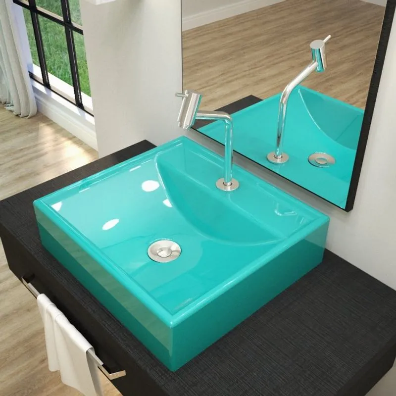 Kit Cuba Q39 com Torneira Pratika 1060 Metal e Válvula Click 1 Pol. Sifão PVC e Flexível Compace Azul Turquesa