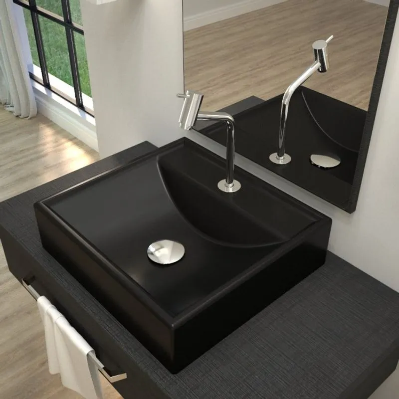 Kit Cuba Q39 com Torneira Pratika 1060 Metal e Válvula Click 1 Pol. Sifão PVC e Flexível Compace Preto Fosca