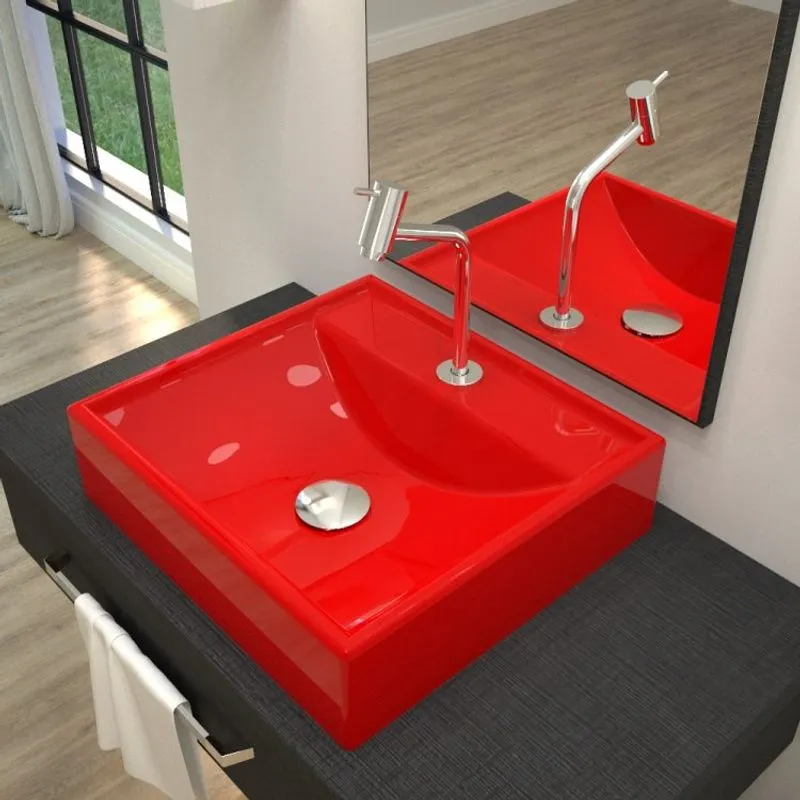 Kit Cuba Q39 com Torneira Pratika 1060 Metal e Válvula Click 1 Pol. Sifão PVC e Flexível Compace Vermelho