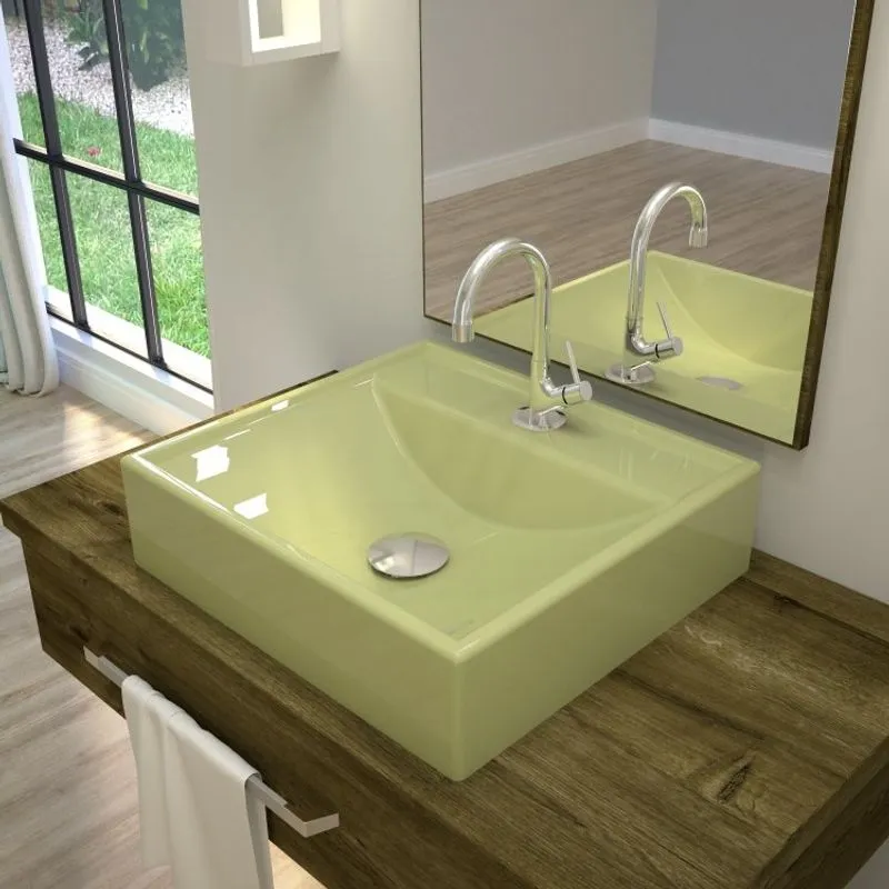 Kit Cuba Q39 com Válvula Click 1 Pol. 1/2 Sifão Cromado e Flexível Compace Verde Acqua