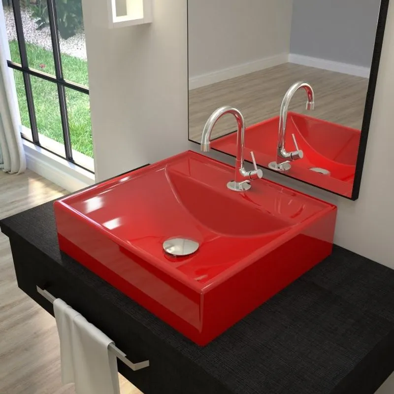 Kit Cuba Q39 com Válvula Click 1 Pol. 1/2 Sifão PVC e Flexível Compace Vermelho