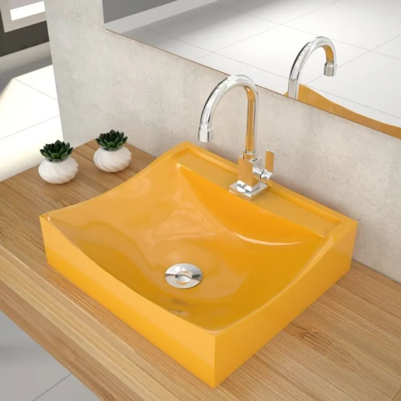 Kit Cuba Q440 com Torneira Luxo 1195 e Válvula Click 1 Pol. Compace Amarelo