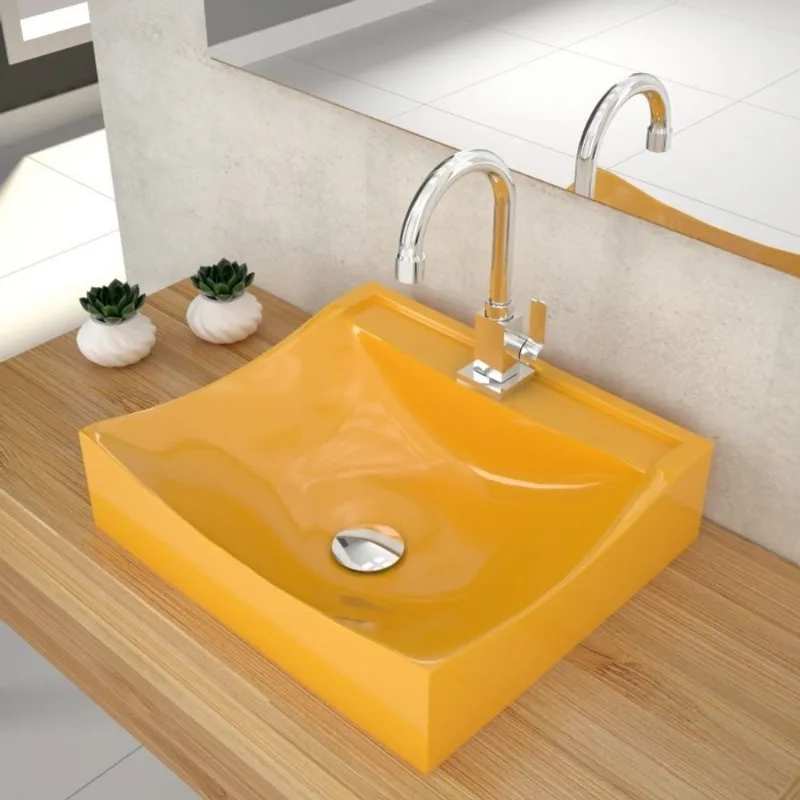 Kit Cuba Q440 com Torneira Luxo 1195 Metal e Válvula Click 1 Pol. Sifão Cromado e Flexível Compace Amarelo