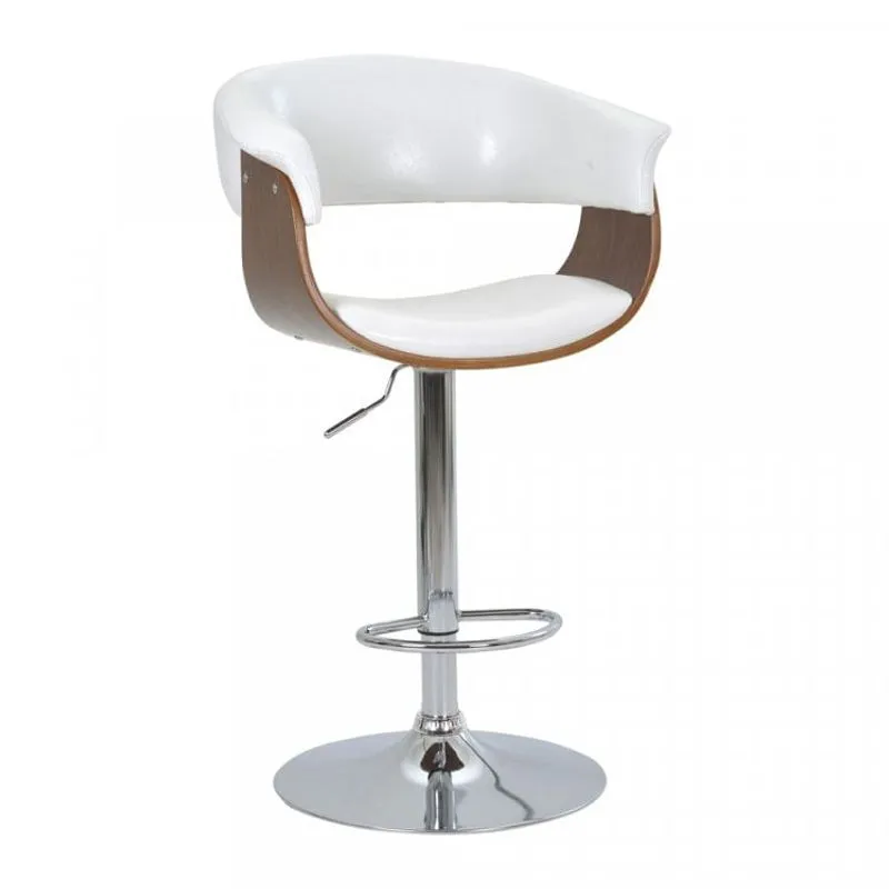 Banqueta Betim PU Branco Brilho com Base Disco Rivatti Branco