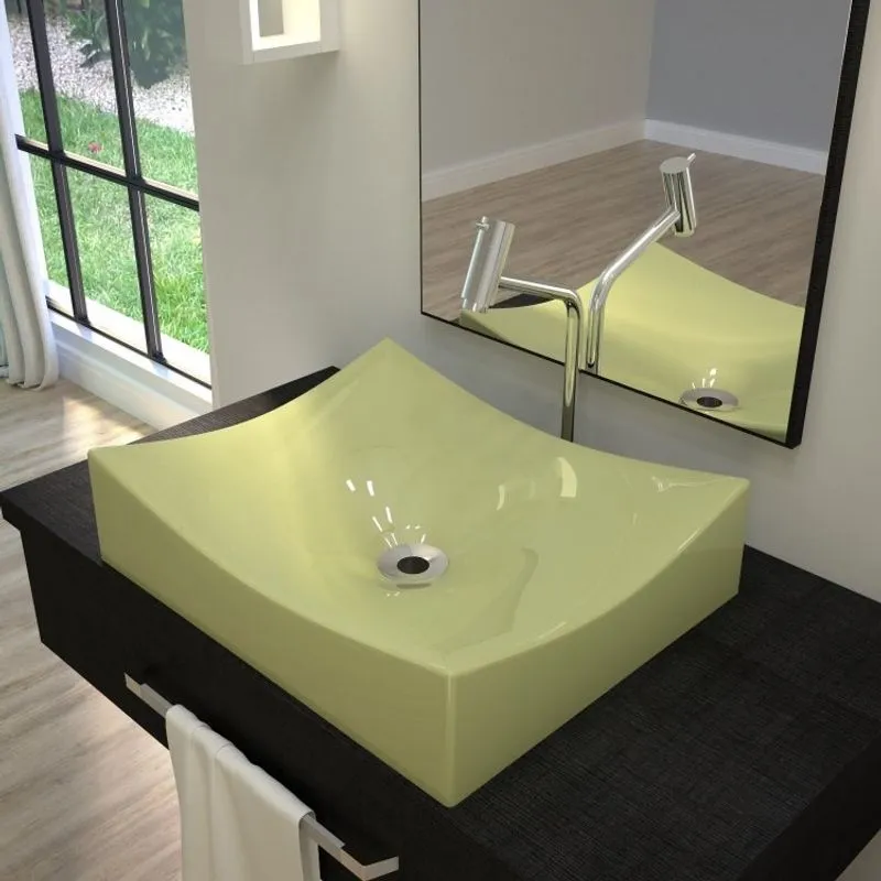 Kit Cuba ML44 C/Torneira Link 1062 Metal Válvula 1 Pol. 2.6 cm Sifão PVC e Flexível Compace Verde Acqua