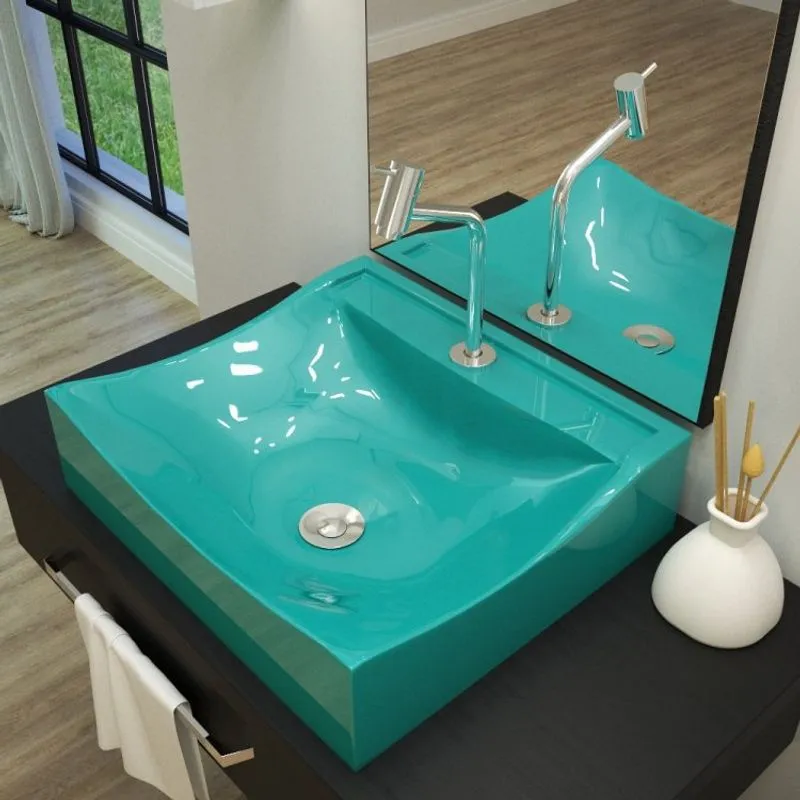Kit Cuba Q440 com Torneira Pratika 1060 Metal e Válvula Click 1 Pol. Sifão PVC e Flexível Compace Azul Turquesa