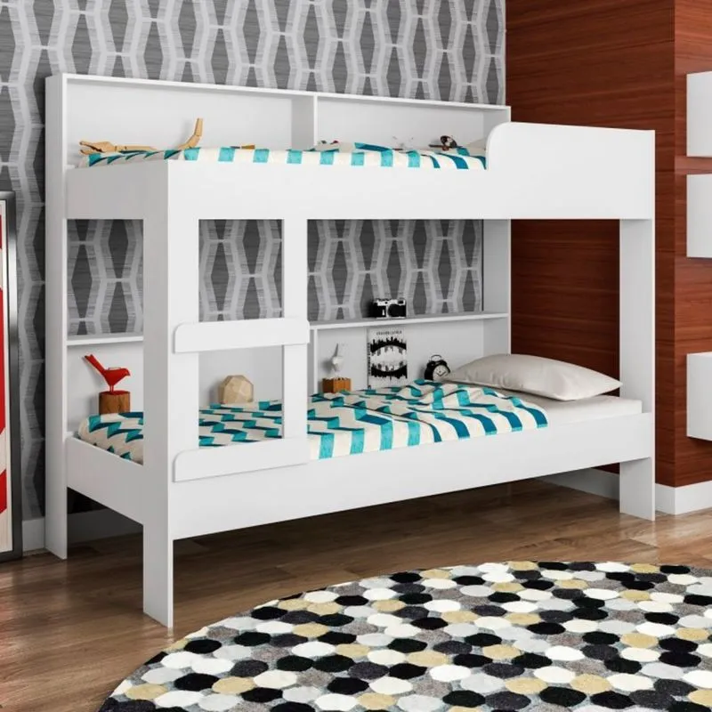 Beliche com Estante 80cm Miami Art in Móveis Branco