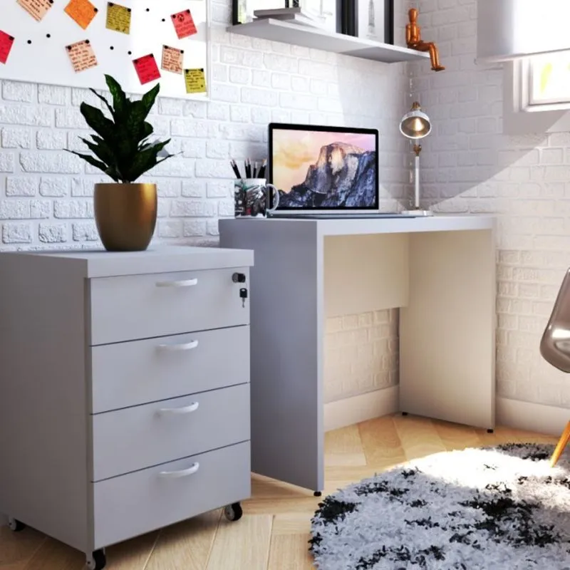 Mesa Reta Natus 40mm 100 cm 42 cm Bramov Móveis Cinza Cristal
