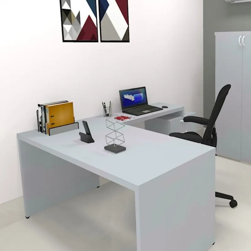 Mesa Reta Natus 40mm 100 cm 60 cm Bramov Móveis Cinza Cristal