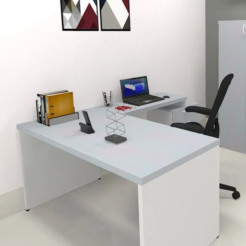 Mesa Reta Natus 40mm 110 cm 60 cm Bramov Móveis Branco/Cinza Cristal