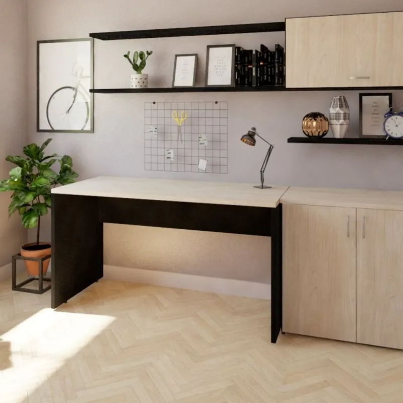 Mesa Reta Corp 25mm 140cm Bramov Móveis Preto/Geneve