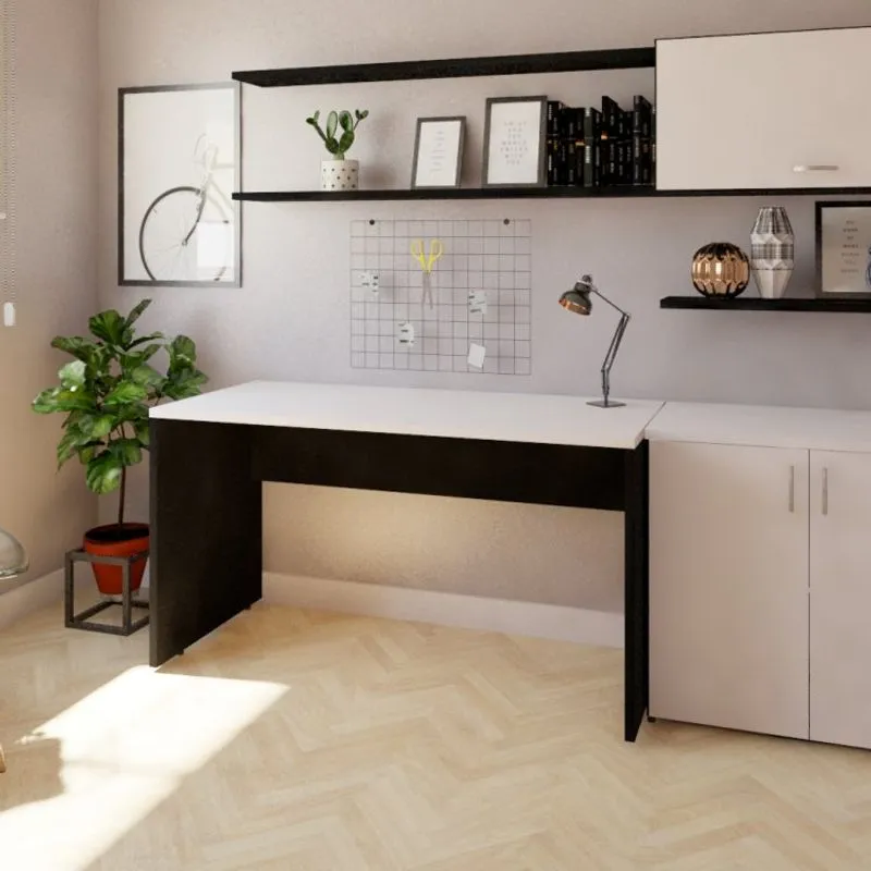 Mesa Reta Corp 25mm 160cm Bramov Móveis Preto/Branco