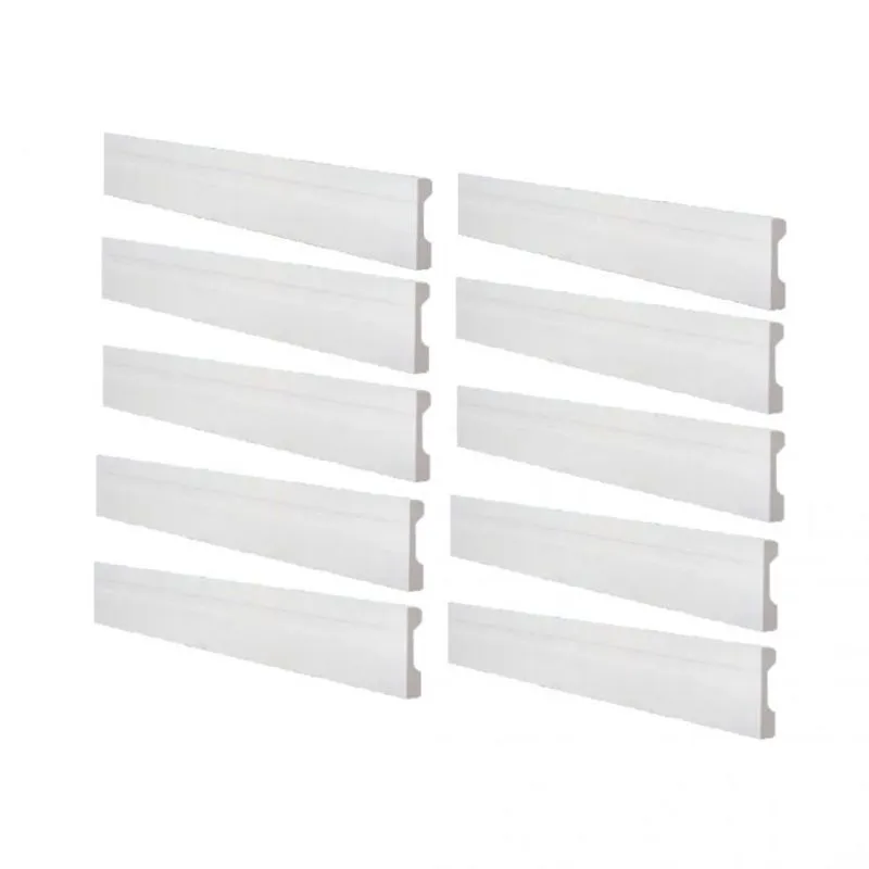 Kit 10 Barras Rodapé de Poliestireno Alta Densidade NMC Pisos 18mmx11cm Metro Linear NMC Pisos Branco