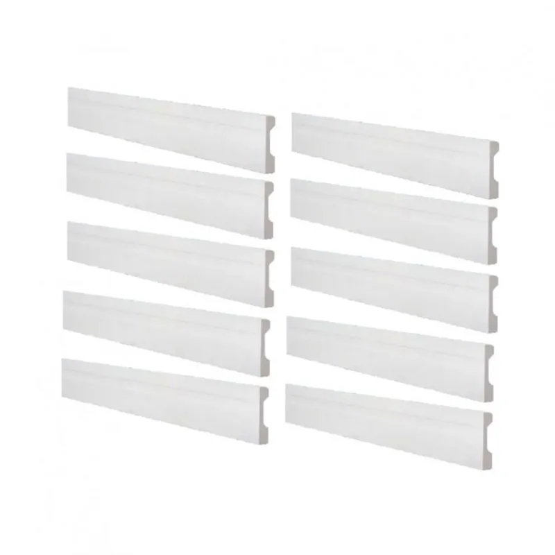 Kit 10 Barras Rodapé de Poliestireno Alta Densidade NMC Pisos 15mmx12cm Metro Linear NMC Pisos Branco