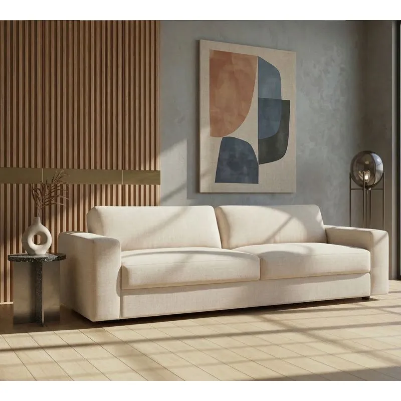 Sofá Living 3 Lugares 210 Living Contemporâneo Mescla Bege E Cinza Claro