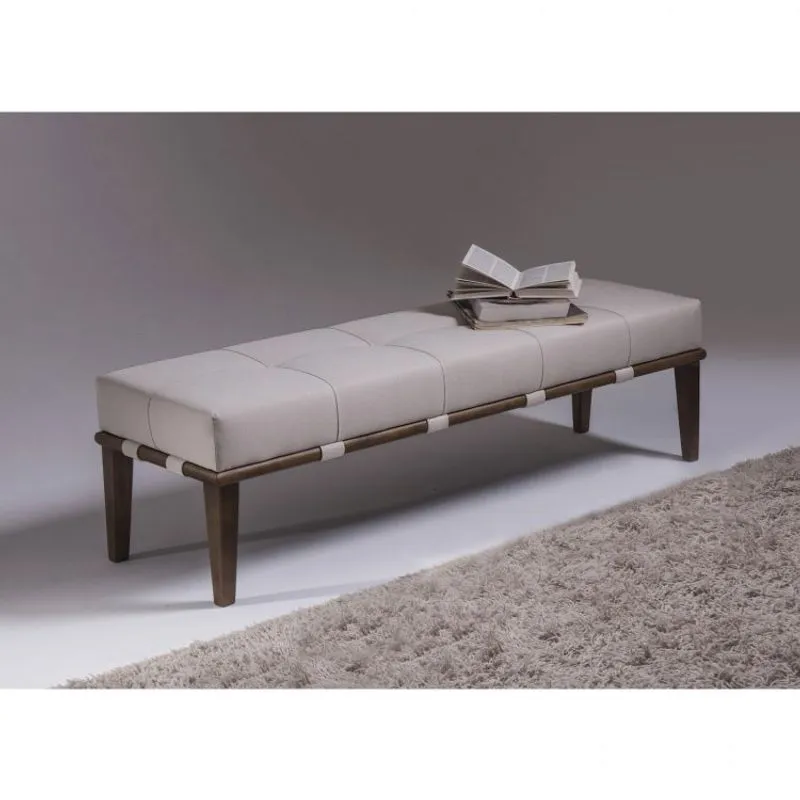Puff Livia 160cm Pés Imbuia Sofani Bege/Imbuia