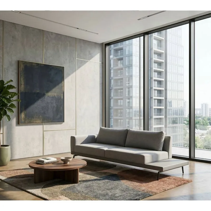 Sofá Game 4 Lugares 240 Living Contemporâneo Mescla Bege E Cinza Claro