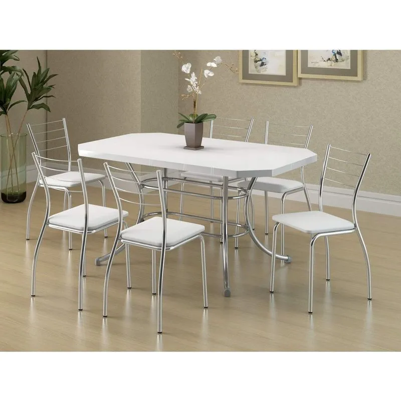 Sala de Jantar Completa com Mesa e 6 Cadeiras Siena Móveis