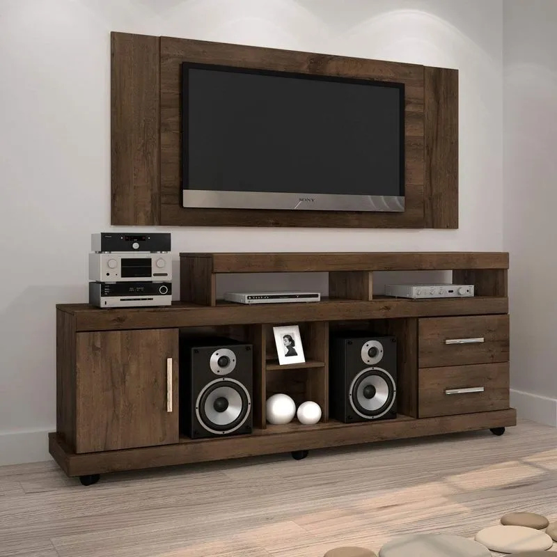 Rack Bem Ti Vi com Painel para TV até 42 Polegadas Jaspe JCM Móveis Cacau