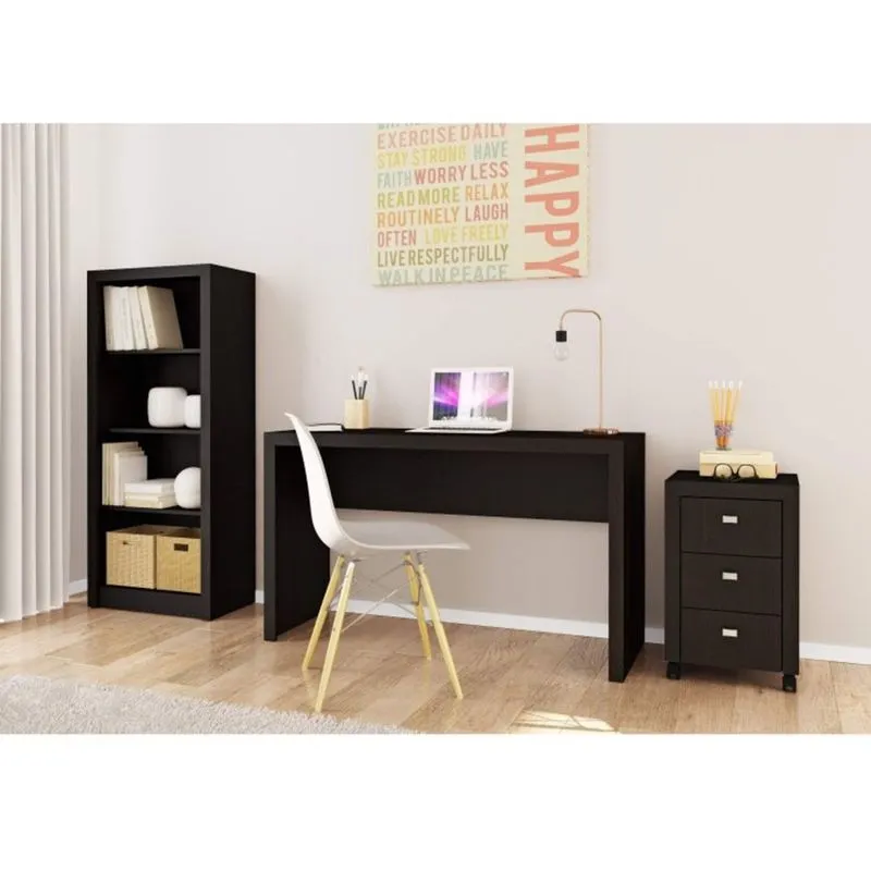 Conjunto Home Office com Mesa, Armário Baixo com Nicho e Gaveteiro 3 Gavetas Espresso Móveis