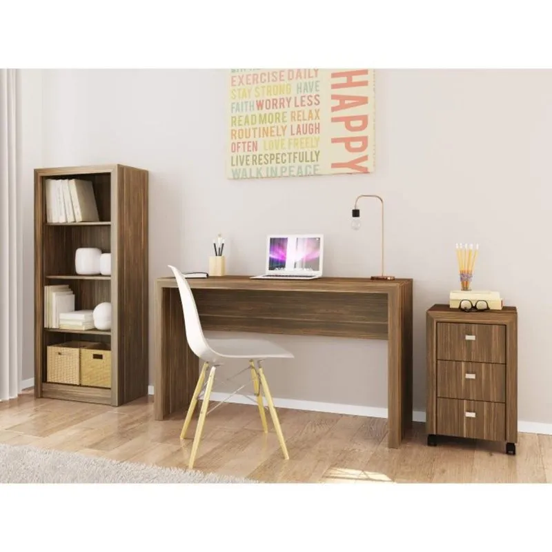 Conjunto Home Office com Mesa, Armário Baixo com Nicho e Gaveteiro 3 Gavetas Espresso Móveis
