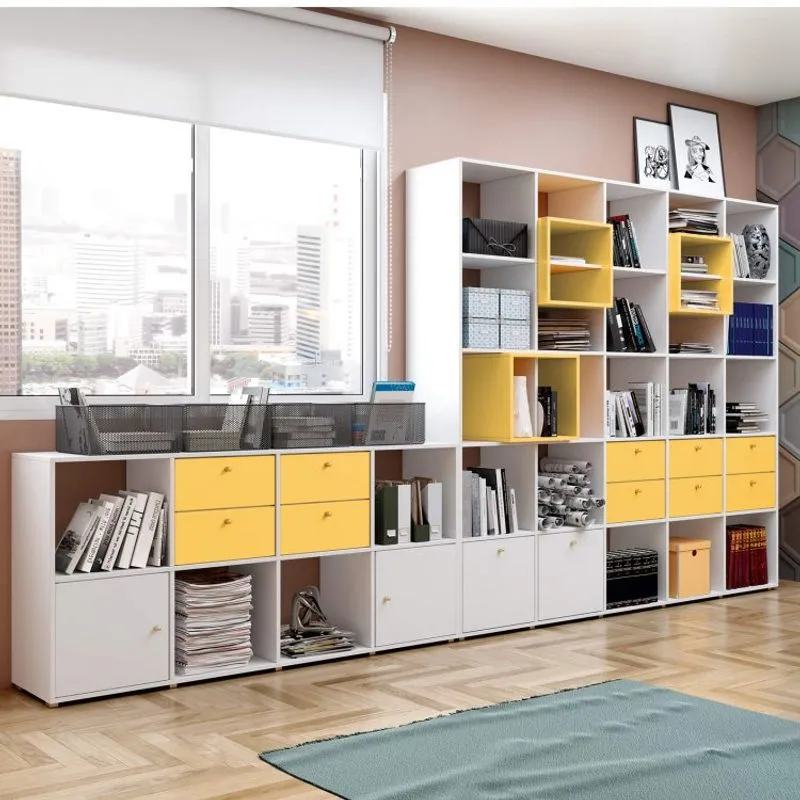 Estante Modular para Livros Dominox Belmax Branco/Amarelo