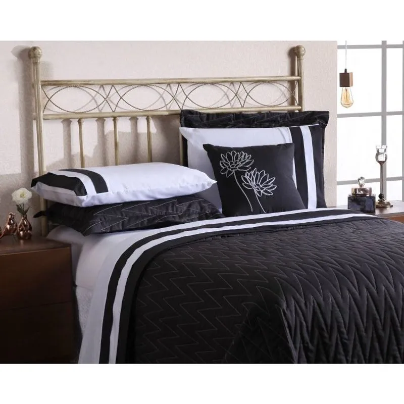 Jogo de Cama King Lótus 4 Peças Casaborda Preto