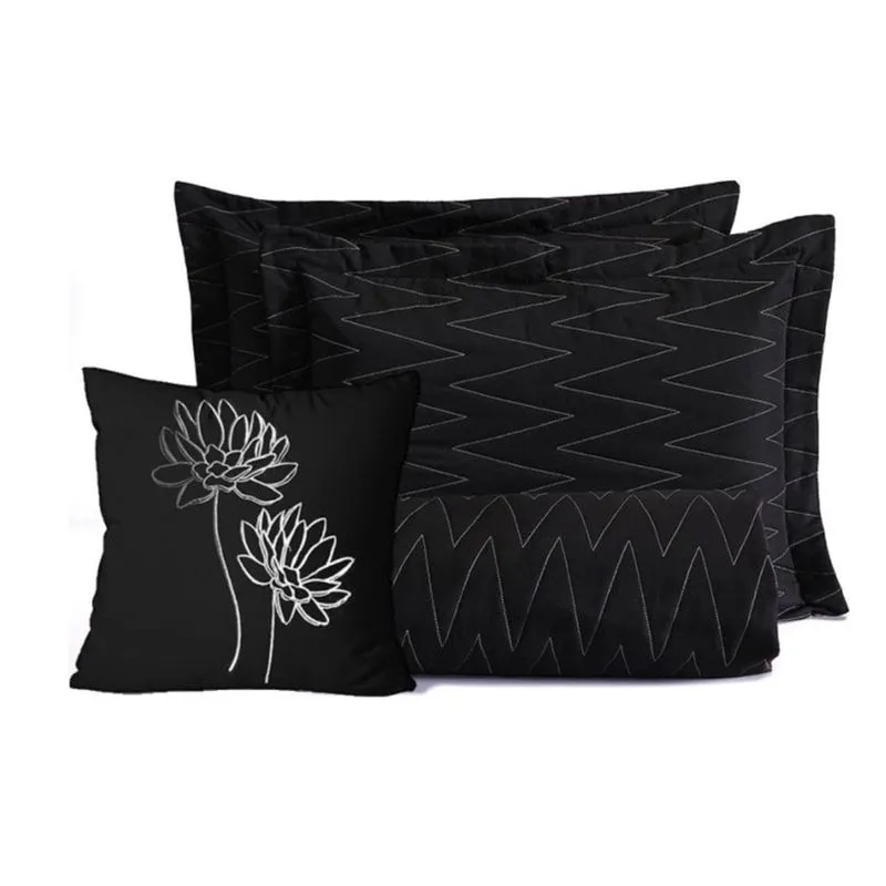 Cobre Leito King Lótus 5 Peças Casaborda Preto
