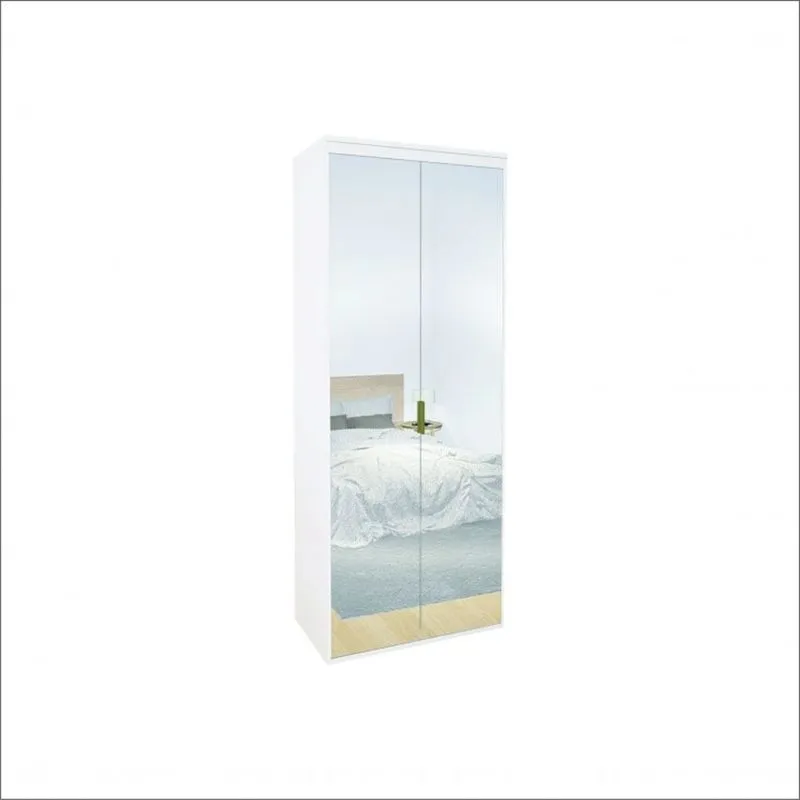 Módulo Guarda-roupa 2 portas com espelho c/ gavetas e cabideiros Belmax Branco