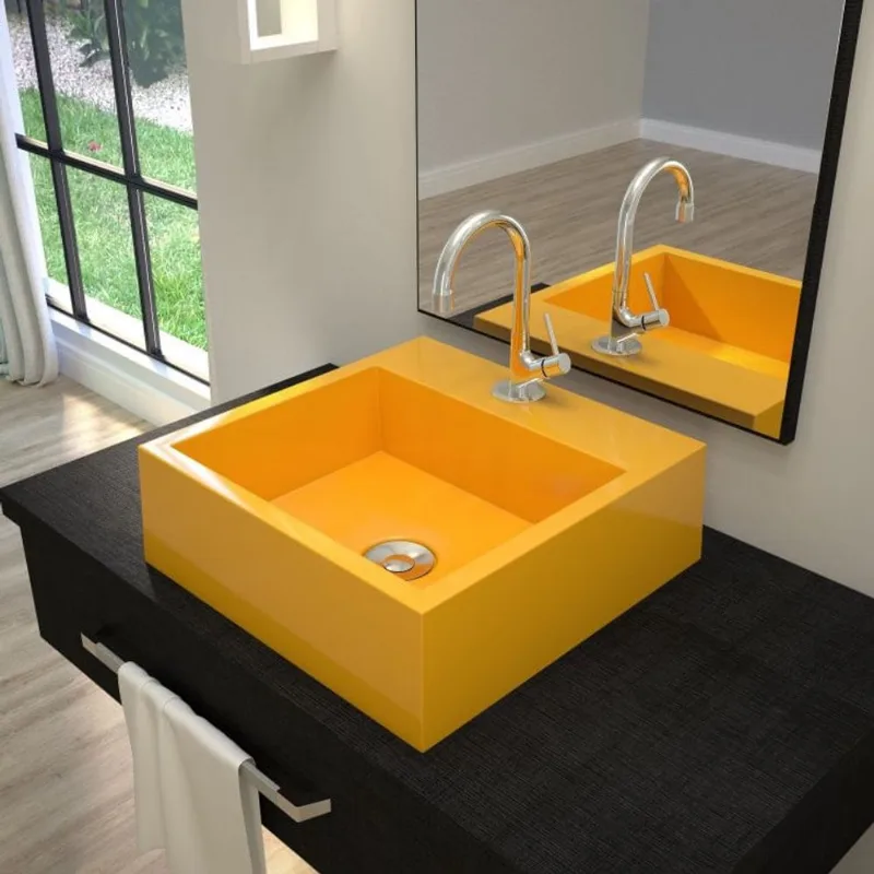 Kit Cuba Q395 com Torneira 1198 Metal e Válvula Click 1 Pol. Compace Amarelo