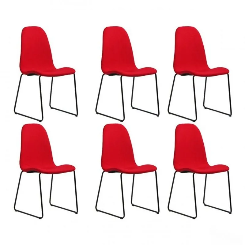 Conjunto 6 Cadeiras de Aço Chantilly Acasa Móveis Vermelho