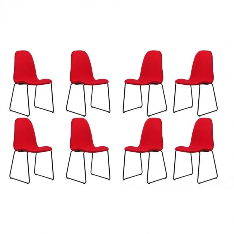 Conjunto 8 Cadeiras de Aço Chantilly Acasa Móveis Vermelho
