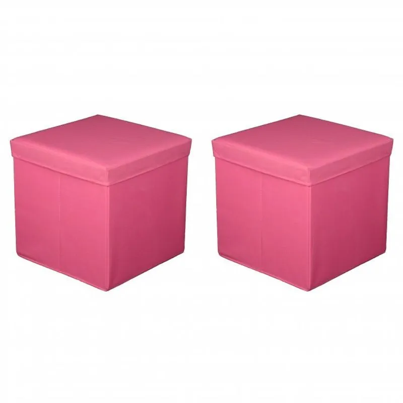 Conjunto 2 Puffs Baú Acasa Móveis Rosa
