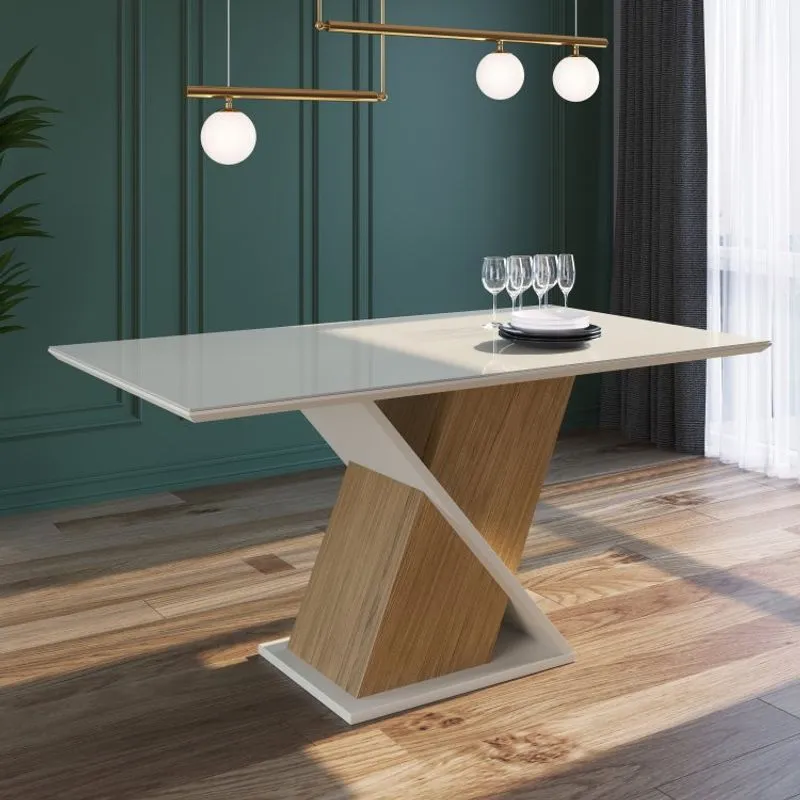 Mesa Helena Espresso Móveis Nature/Off White