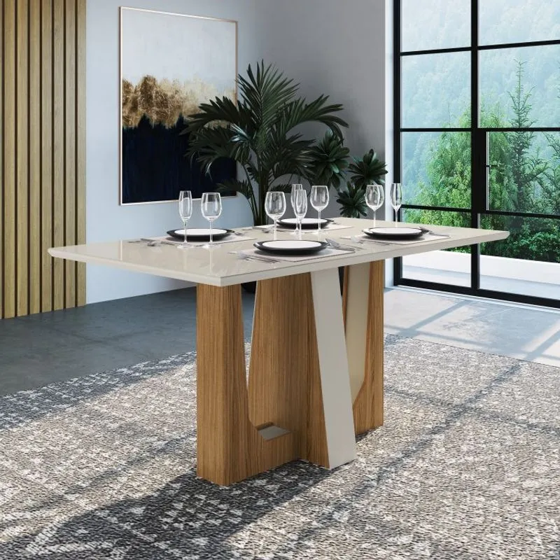 Mesa Heloisa Espresso Móveis Nature/Off White