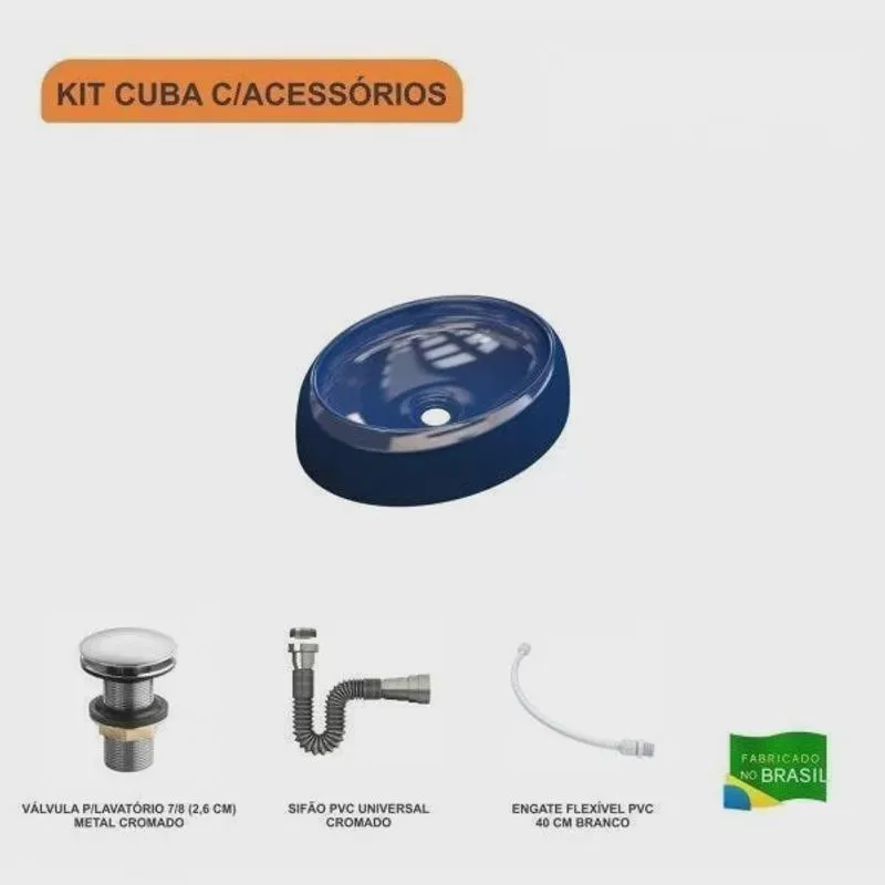 Kit Cuba OV39 com Válvula Click 1 Polegada G e Sifão Cromado e Flexível Compace