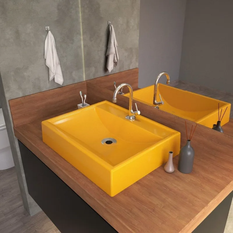 Kit Cuba Rt49 Com Torneira 1198 Metal 1/4 Volta Compace Amarelo