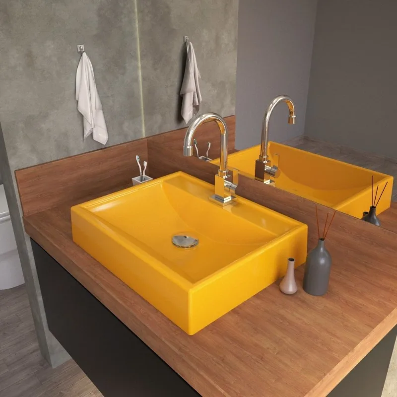 Kit Cuba Rt49 Com Torneira Luxo 1195 Metal E Válvula Click 1 Polegada G E Sifão Pvc E Flexível Compace Amarelo