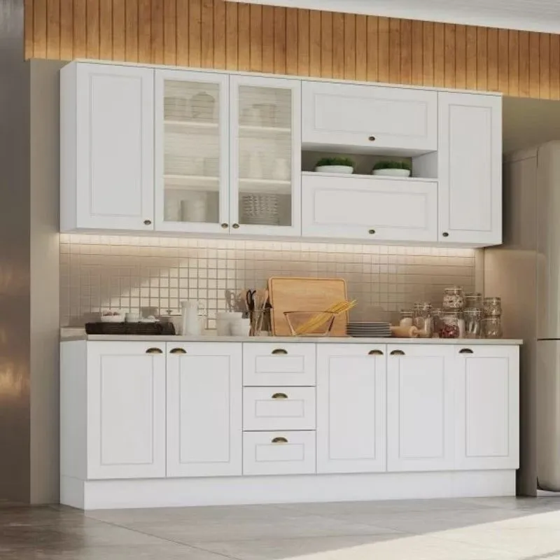 Cozinha Completa 7 Peças com Aéreo de Vidro Americana Henn
