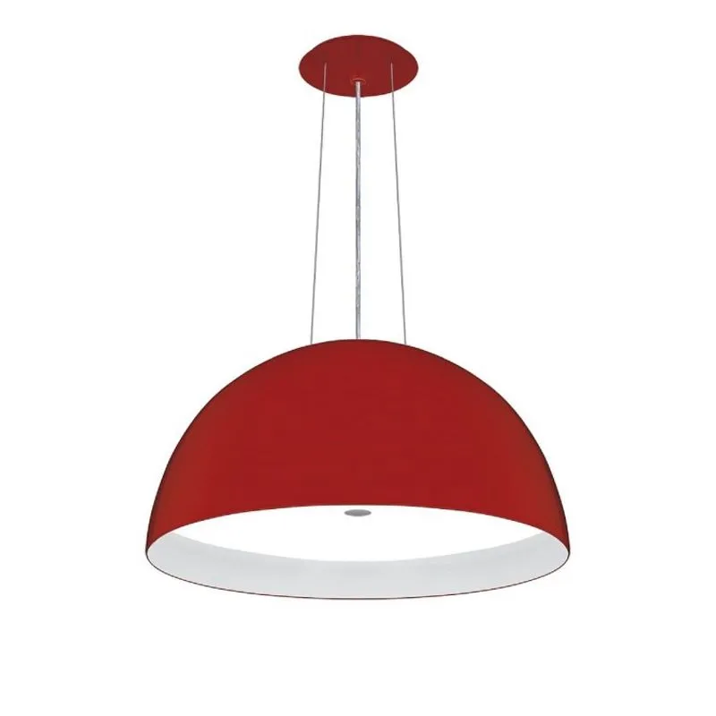 Pendente Milão com difusor e 3 fios Conti Iluminação Vermelho