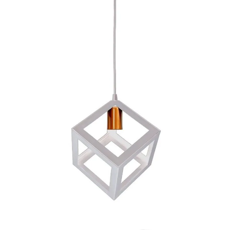 Pendente Decorativo Cube Conti Iluminação Branco/Cobre Fosco